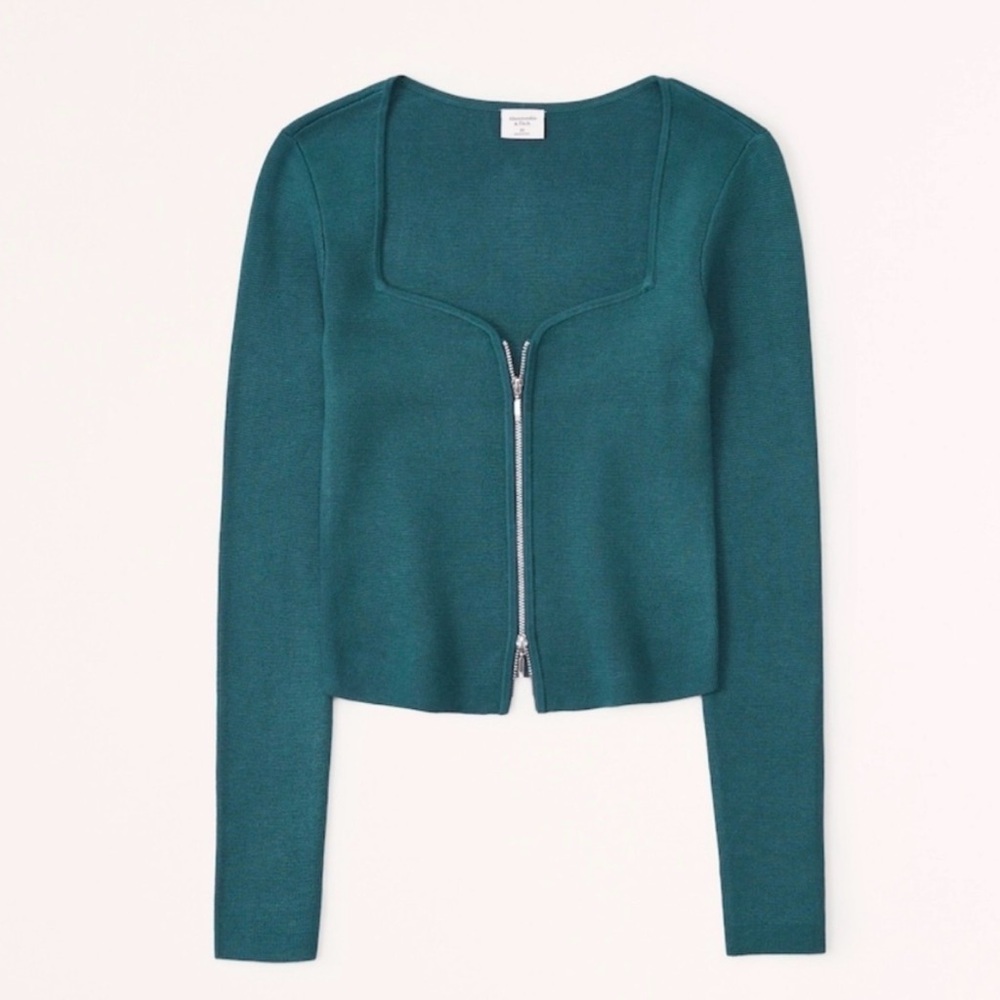 Teal Zip-Up Abercrombie Sweater